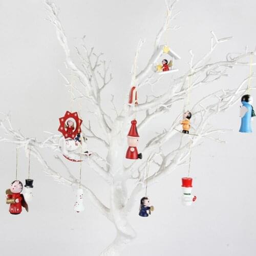 1 Set Christmas Ornaments Eye-catching Cartoon Style Wood Miniature Lovely Decorations with Storage Box for Home