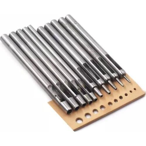 10pcs/set 0.5mm-5mm DIY Round Hollow Drilling Leather Punching Tools Handicraft Puncher Leather Tool Belt Punches