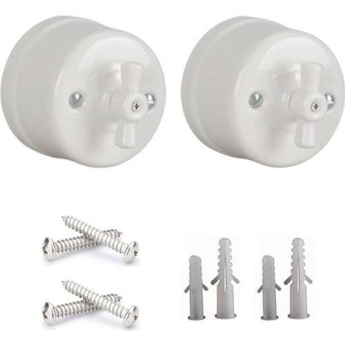 2PC Porcelain Retro Vintage Light Switch 240V, 10A, One Gang Double Way