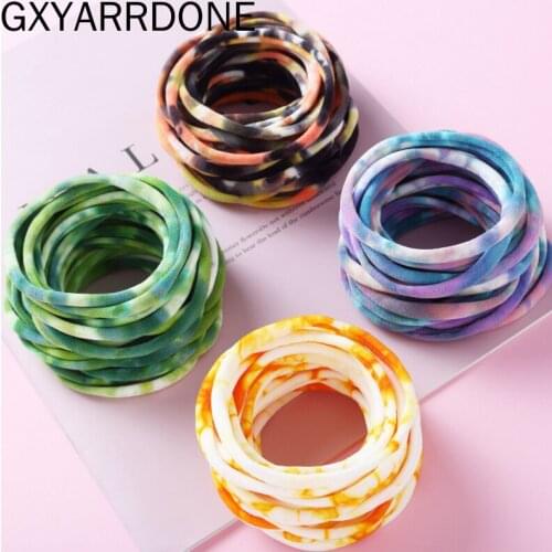 2021 Super Traceless Stretchy Thin Skinny Nylon Headbands Children Girls Kids DIY Tie Dye Headwraps Turban Hair Accessories