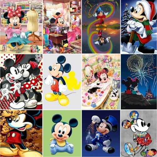 5D DIY Diamond Painting Disney Mickey Full Drill Square Needlework Diamond Embroidery Animal Cross Stitch Handicraft Home Decor