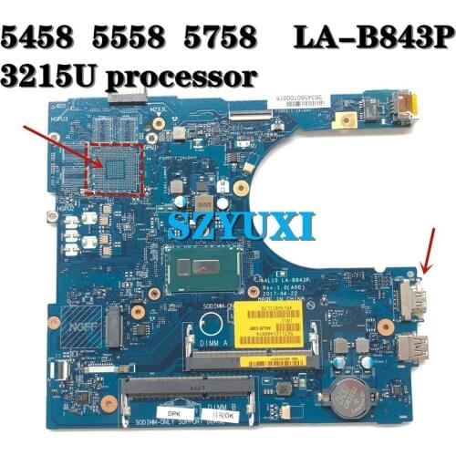 AAL10 LA-B843P For Dell inspiron 5458 5558 5758 Motherboard 3215U processor CN-0N9T5P N9T5P mainboard 100%tested
