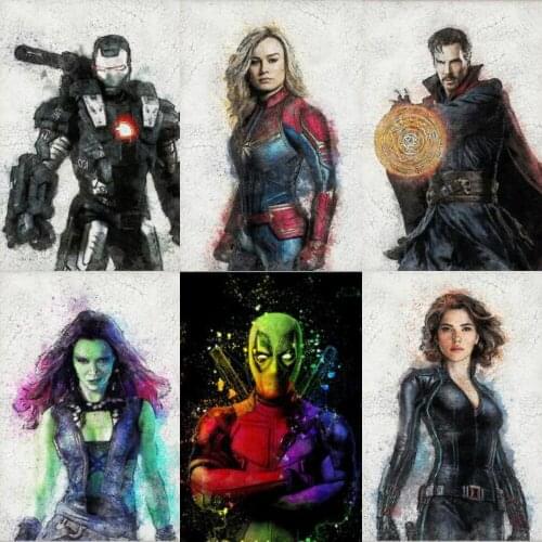 Full Square Diamond Embroidery DIY Diamond Painting Cross Stitch Drill Marvel Superhero Avengers Picture of Rhinestones