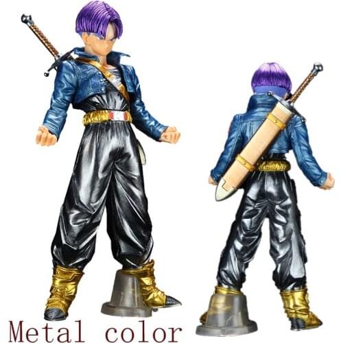 Dragon Ball Z Anime Figure Metal Color UberSoldier Trunks Torankusu Anime Action Figures Toys for Children Birthday Gift 25cm