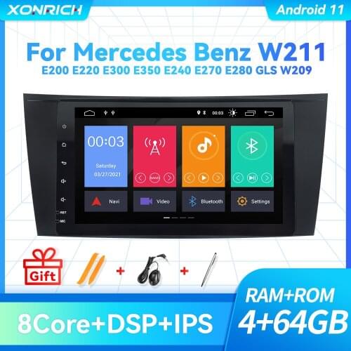 Carplay 4GB 64GB Android11 Car Radio Multimedia Player For Mercedes Benz E-Class W211 W219 E200 E220 E300 DSP 2Din Autoradio