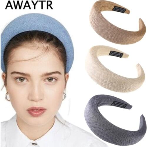 AWAYTR New Soild Color Hairbands Wide-Brimmed Headband Hair Hoop Multi -Color Sponge Headwear Hair Accessories Fashionable