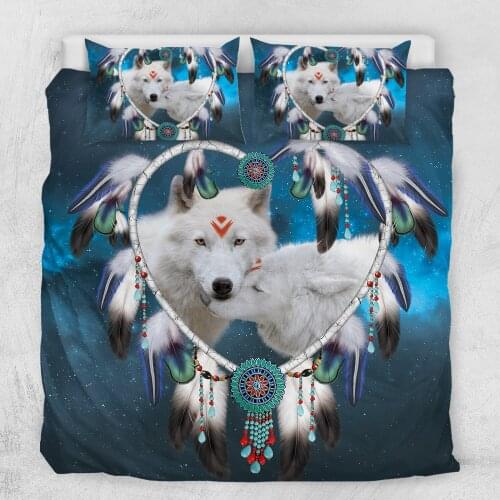 Free Shipping 3D Dog Cartoon Animal Wolf Dreamcatcher Duvet Cover Set Twin/Full/Queen/King Size Bedding Set Wedding Bedroom PX