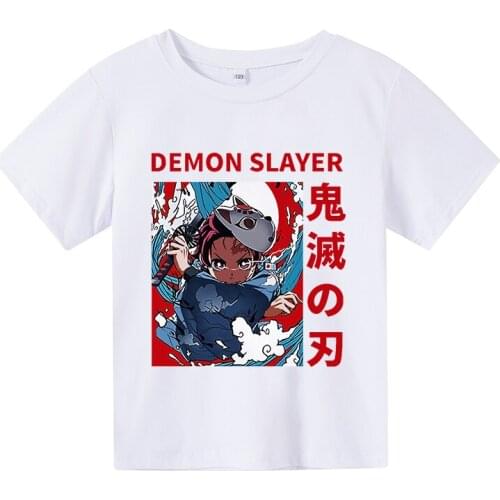 Boys and girls Anime Demon Slayer Tshirt Cosplay Summer T Shirt Adult Kids Cartoon Blade of Ghost Graphic T-shirt All Size baby