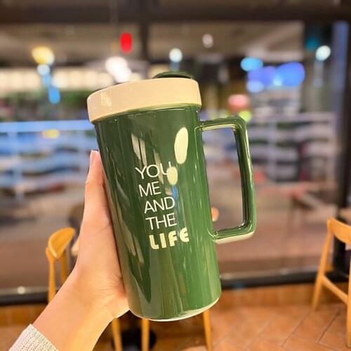 Ceramic Cup Creative Personality Trend macaroon Couple Cup Large Office Korean exquisite luxury coffee cup