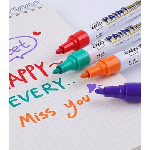 12 Colors Paint Marker Pen Fade-proof Permanent Paint Marker Graffti Oily Macador Caneta Stationery Car Tyre Tire Tread CD Metal