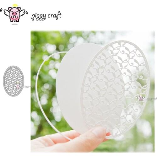 Piggy Craft metal cutting dies cut die mold Leaf pattern oval frame Scrapbook paper craft knife mould blade punch stencils dies