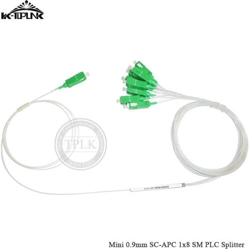 Mini 0.9mm SC-APC 1x8 SM PLC Splitter SM Steel Tube SC/APC 8 Ports Fiber Optic PLC Splitter FTTH accessories In Line Hot selling
