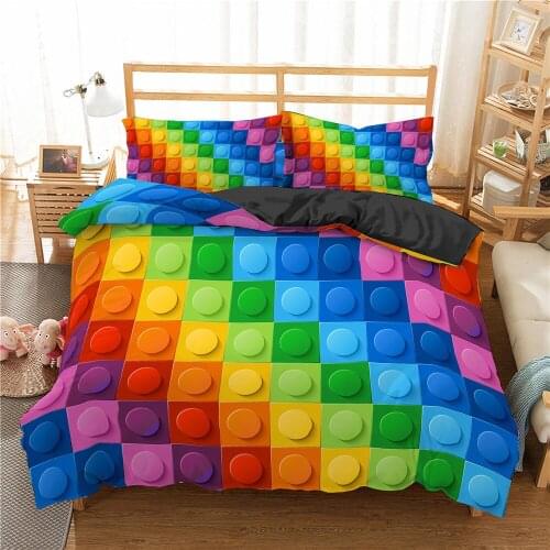 Colorful Square 3D Printed Duvet Cover Set Pillowcase Decor Bedding Sets Bed Bedclothes Queen King Size Comforter Home Textiles