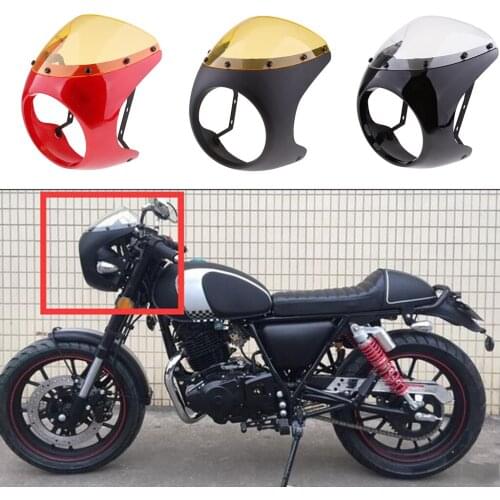 Motorcycle Headlight Fairing Wind Screen Cover Fits 16cm-18cm Headlamp Plastic for Retro Cafe Racer