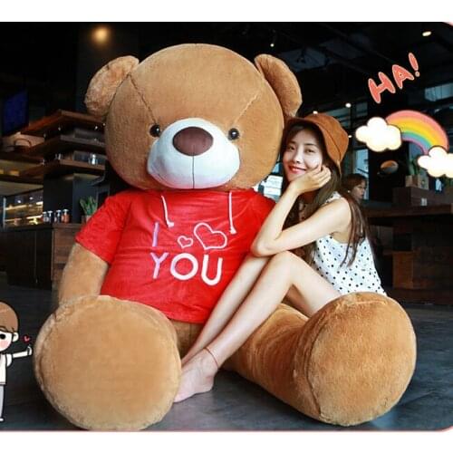 Huge 160cm lovely Teddy bear plush toy "i love you"cloth bear soft doll hugging pillow birthday gift h2501