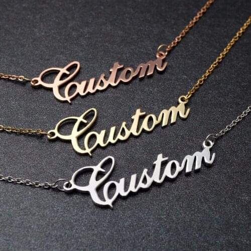 18k Gold Plated Name Necklace Personalized Custom Stainless steel Initial Name Letter Choker for Men Women Jewelry Necklaces