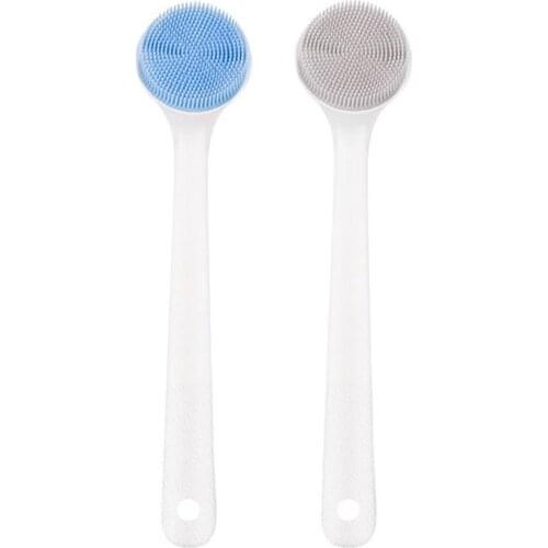 Portable Silicone Long-handled Bath Brush Bath Shampoo And Massage Brush Rubbing Back And Bathing Artifact