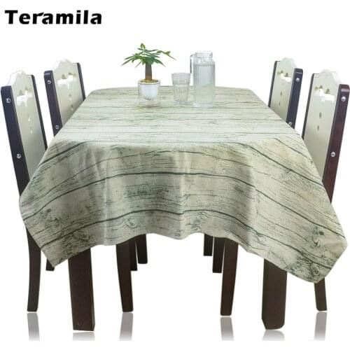 Teramila Rectangle Thick Table Cloth Vintage Wood Grain Design Square Table Cover For Dining Home Party Mantel Wedding Kitchen