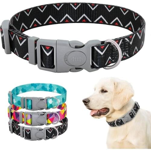 Adjustable Dog Collar Nylon Dogs Pet Collars For Small Medium Dogs Pitbull Chihuahua With Safety Buckle Printed collar perro