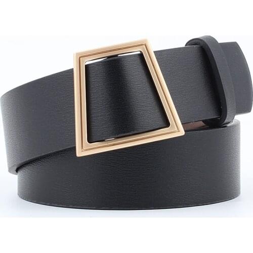 Womens simple non-perforated beltPin buckle retro pants belt female student belt popular girdle black