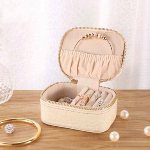 Simple Jewelry Box Faux Leather Earrings Necklace Bracelet Storage European Style Portable Travel Jewellery Organizer Container