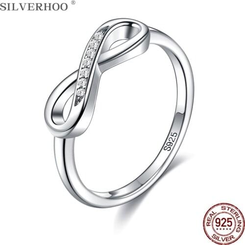 SILVERHOO Infinite Love Rings For Women 925 Sterling Silver 8 Shape Female Ring Engagement Wedding Jewelry Customize Present