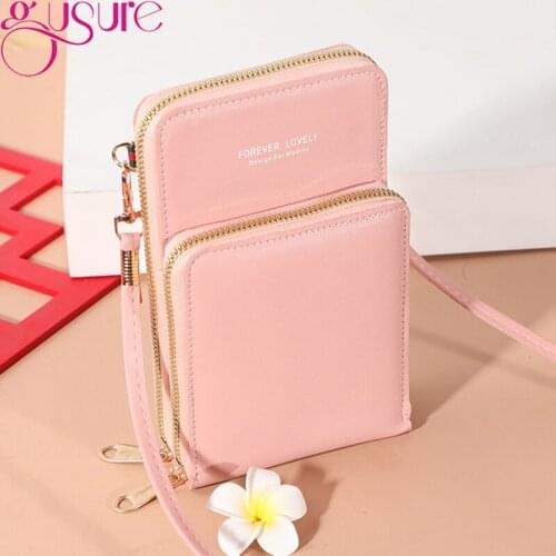 Gusure Brand Design Cellphone Wallet for Women Small Shoulder Bag Touch Screen Pocket Mini PU Leather Crossbody Handbags Purse