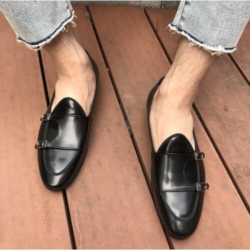 British Style Cow leather Breathable Loafers Flat heel Mens Wedding Party Shoes Brogue Shoe Hombre