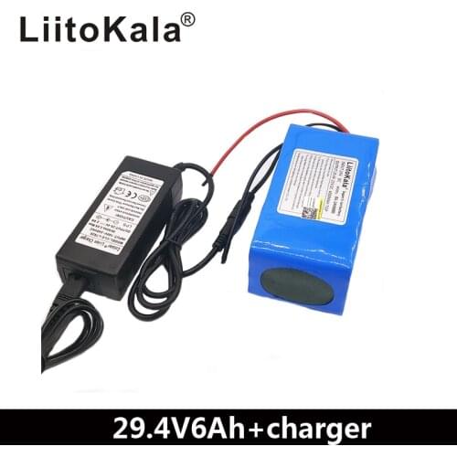 LiitoKala 24V 6Ah 7S3P 18650 Battery lithium battery 24 v Electric Bicycle moped /electric/lithium ion battery pack +29.4V2A