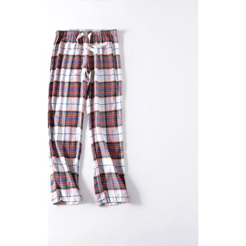 Spring women fashion multi-color print elastic waist flannel sleep bottom female trendy color breathable lounge cotton pants