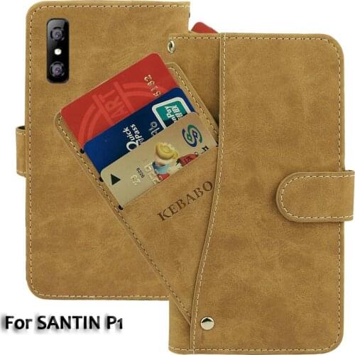 Vintage Leather Wallet SANTIN P1 Case 5.85" Flip Luxury Card Slots Cover Magnet Phone Protective Cases Bags