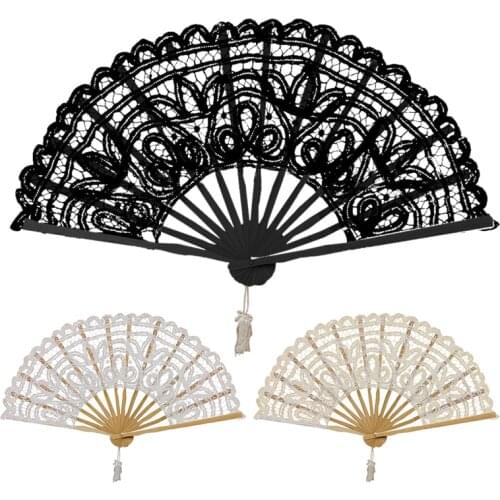 Vintage Lady Handmade Lace Hand Fan Bridal Wedding Party Decoration, Lvory