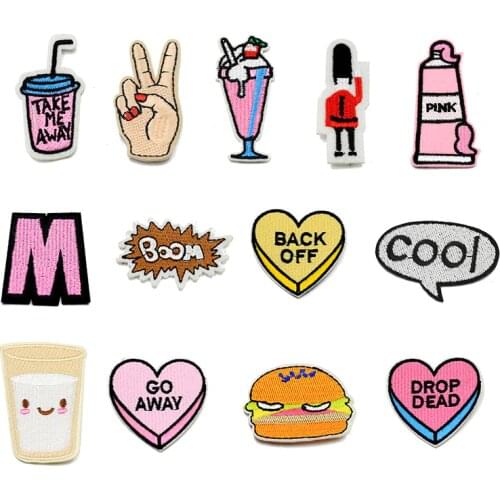 Embroidery Iron on Patches Clothes stripe Clothing thermo adhesive Decorative badge Ironing Applications Cloth Stickers