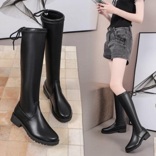 Fashion Over the Knee Boots Shoes Casual Square Heel Long Boots Round Women Ladies Shoes Stretch Boots Winter Shoes Dropshiping