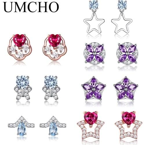UMCHO Solid 925 Sterling Silver Heart Stud Earrings for Women Weekly Earrings