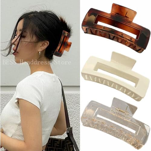 2021 New Women Claw Clips Tough Colorful Plastic Hair Claw Large Hair Clamps Crab Claws Clip Chic Fashion Hair Accessories Gift