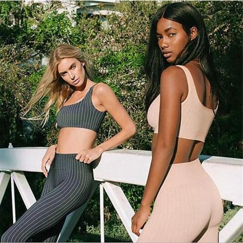 2021 Women Seamless Fitness Yoga Suit High Stretchy Workout Sport Set Pad Sports Bra High Waist Sports Legging Gym 2Pcs Set