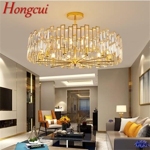 Hongcui Gold Chandelier Fixtures Modern Branch Crystal Pendant Lamp Light Home LED for Dining Room Decoration