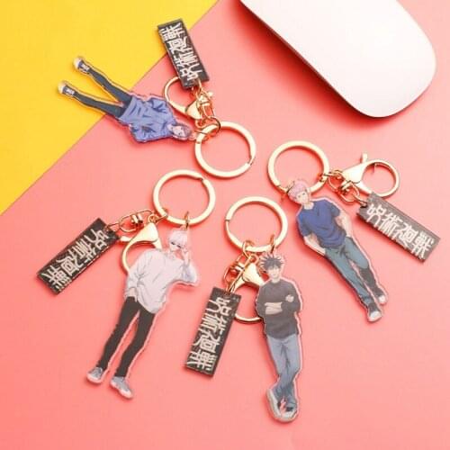 1Pcs Jujutsu Kaisen Keychain Acrylic Key Chain Key Holder Cartoon Cute Couples Keyring Anime Key Ring