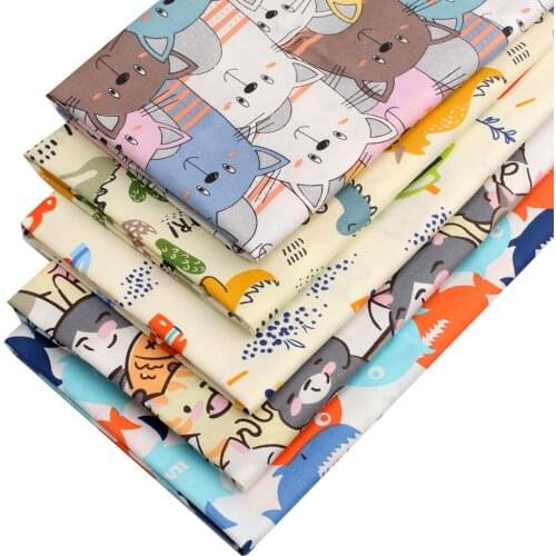 100% Cotton Fabric Cartoon Dinosaur Printed Cloth Sheet Designer Fabric Sewing Kids Dress Baby Saliva Towel Making 45*145cm 1pc