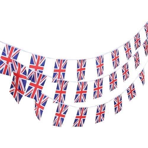 10m British Flag String Bunting Banner Garland Outdoor Garden Decor Pack of 30Pcs