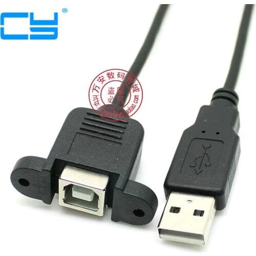 10pcs/lot USB 2.0 TYPE A Male to B Female ( AM TO BF ) Screw Lock Panel Mount Cable for Computer Printer 30cm