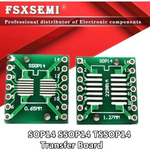 10pcs SOP14 SSOP14 TSSOP14 to DIP14 Pinboard SMD To DIP Adapter 0.65mm/1.27mm to 2.54mm DIP Pin Pitch PCB Transfer Board