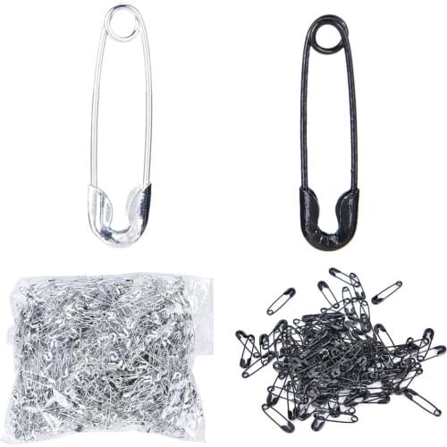 1000Pcs Black Silver Safety Pins DIY Sewing Tools Accessory Stainless Steel Needles 19mm Brooch Apparel Accessories