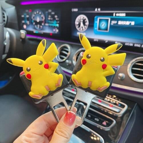 2pcs Pokemon Pikachu Car Seat Belt Clip Extension Plug Car Safety Seat Lock Buckle Seatbelt Clip Extender Converter Accessories