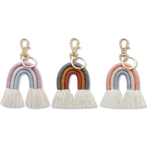 2021 Bohemian Tassel Keychain Charm Hand-woven Ethnic Hot-selling Rainbow Keychain Charms Key Chain Accessories chaveiro