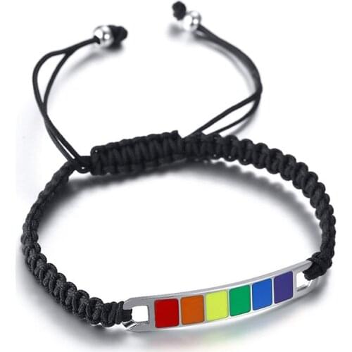 2021 Trendy Stainless Steel Epoxy Braided Rope Rainbow Personalized And Creative Bracelet Suitable For Couples Accessories
