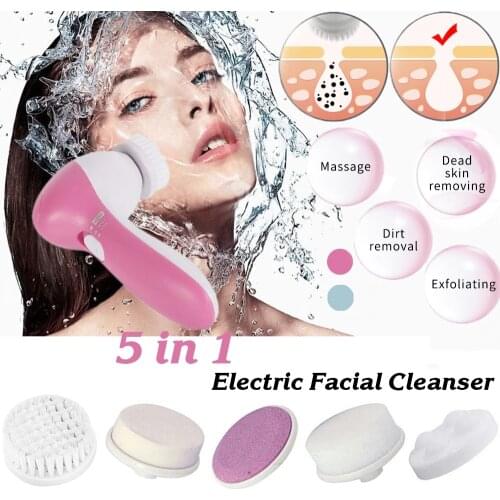 5 in 1 Professional Electric Facial Cleanser Wash Face Machine Pore Cleaner Mini Beauty Massager Brush Face Cleaning skin care