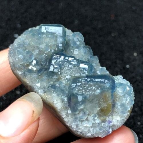 55.3g natural blue-green fluorite mineral ring vein healing teaching specimen stone decoration collection ornaments