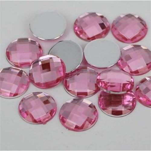 6-30MM DIY Bling Lt Pink Round Lattice Faceted Acrylic Rhinestones Flatback Acrylic Stone for Hand Craft Art Decoration